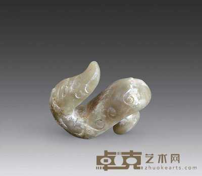 汉代 玉龙勾 长3.5cm